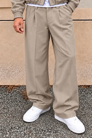 Tarz Cool Erkek Oversize Çift Fermuarlı Ceket Ve Baggy Pantolon Alt Üst Takım Bej