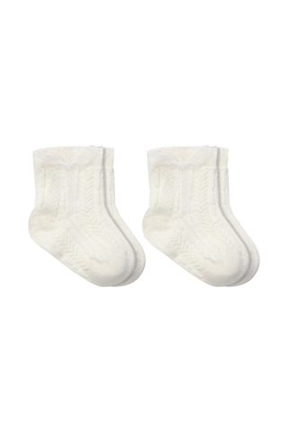 Erturkstore Fiyonklu Penye Soket Çorap 2li 10150 Ekru Çok Renkli