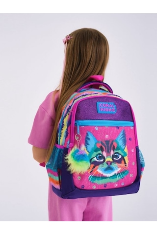 Coral High Üç Gözlü Kız Çocuk İlk Ve Orta Okul Çantası - Mor Kedi 23477