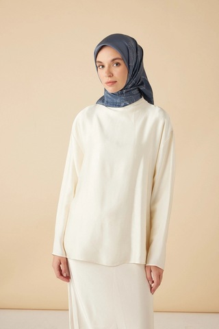 Maisa Hale Tivil İpek Eşarp 90 90 Cm - İndigo