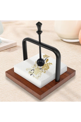 Geeroyoo Modern Ahşap Peçete Kutusu, Kristal Toplu Masalık Peçetelik, Restoran Ve Otel İçin Şık Dekorasyon Kahverengi