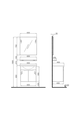 Kale Stora 65 Cm Set Parlak Beyaz Lavabo Dolabı + Aynalı Dolap