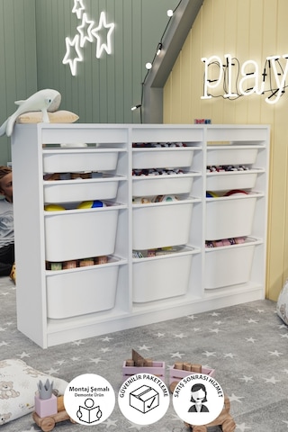 Bofigo 12 Sepetli Dolap Çok Amaçlı Dolap Oyuncak Dolabı Lara Beya