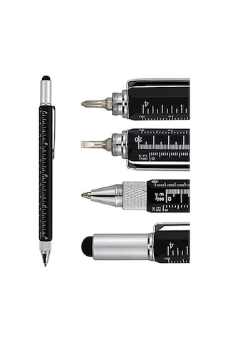 Çok Fonksiyonlu Kalem - 6&apos Ları 1 Arada - Çok Fonksiyonlu Ve Sağlam Alüminyum Kendın Yap Kalem Tornavida, Stylus, Seviye Kabarcığı, Cetvel Ve Phillips Düz Başlı Uç, Erkekler Ve Kadınlar İçin Harika