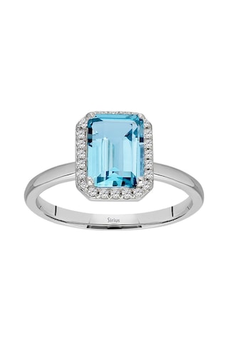 Sirius Pırlanta Ve Emerald Kesim Mavi Topaz Yüzük 0831R0036