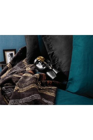 Cb Çift Kişilik Pamuk Battaniyeli Nevresim Takımı Tidy Petrol Siyah