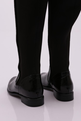 Dgn 508-22k Kadin Arkasi Stretch Yan Taşli Şerit Knee High Flats Çizme 508-1557-R1645 Siyah Rugan