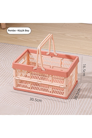 Snapbuy Katlanır Sepet, Alışveriş, Piknik, Market, Taşıma, Depolama Ve Kamp İçin Uygundur Küçük Boy Pembe