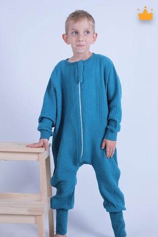 Babyhola Çocuk Mevsimlik Uyku Tulumu 2-8 Yaş 1 Tog 4 Kat Müslin Uzun Kollu Uyku Tulumu Turkuaz