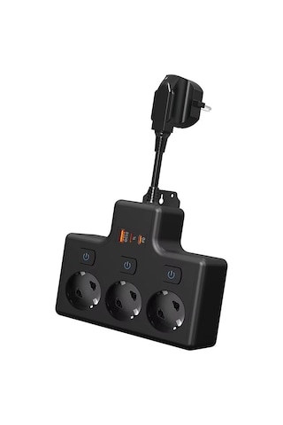 Termal Akım Korumalı 3'lü Duvar Tipi Priz: 1x Usb + 2x Type-c Çıkışlı Grup Priz Çoğaltıcı 3500w 2 M