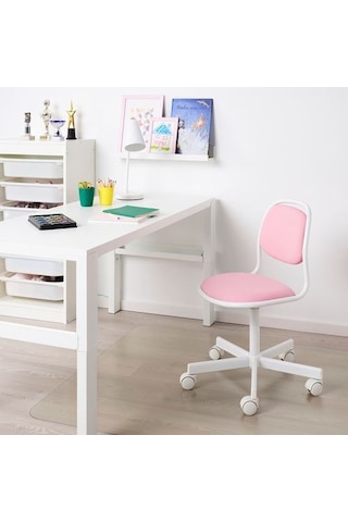 Ikea Örfjäll Çocuk Çalışma Sandalyesi, Beyaz-vissle Pembe