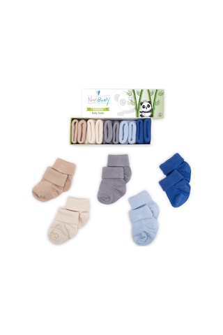 Novibaby 5'li Bambu Yenidoğan Bebek Çorabı I Winter Boy I 0-6 ay Çok Renkli
