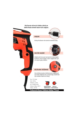 Assur ASR211 710W 90Nm Alçıpan Vidalama Kırmızı
