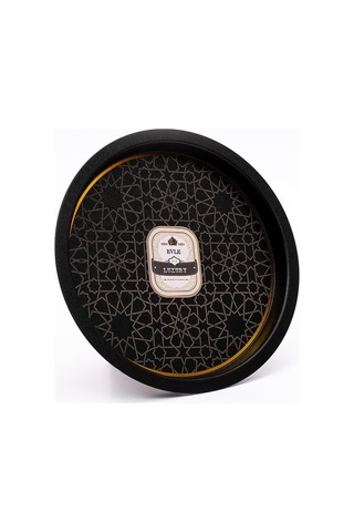 Trellis Desenli Yuvarlak Metal Tepsi - Çay Kahve Tepsisi - Sunum Tepsisi 37 Cm Ee163-v2 Desenli