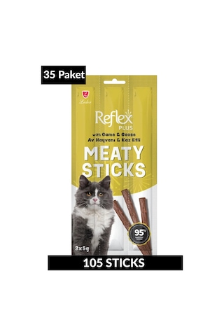 Meaty Sticks Av Hayvanı Ve Kaz Etli Kedi Ödül Çubuğu 3x5gr Otuzbeş Paket