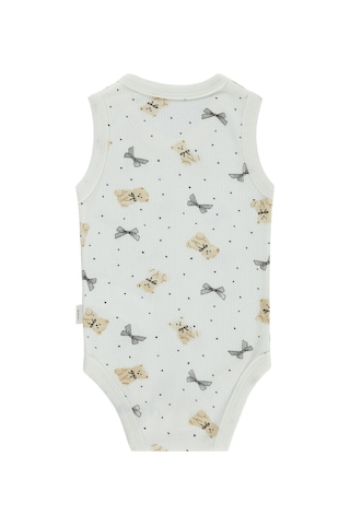 Civil Baby Fiyonklu Ayıcık Empirme 1-36 Ay Çıtçıtlı Badi - Ekru