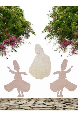 Türk Kahramanları Mevlana Ve Semazenler Büyük Boy Ahşap Hobi Boya