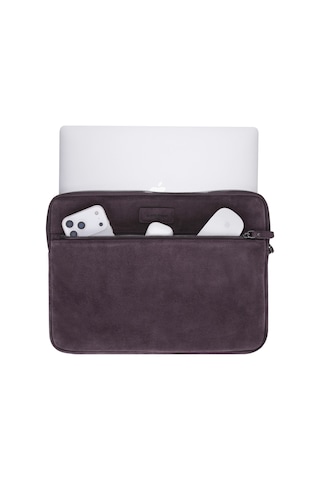 Burgundy Still Hakiki Süet Deri 15-16 İnç Macbook Uyumlu/laptop Kılıfı Bordo