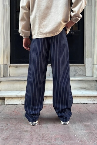 Flaw Atelier Çizgili Vintage Kumaş Pantolon Lacivert Lacivert