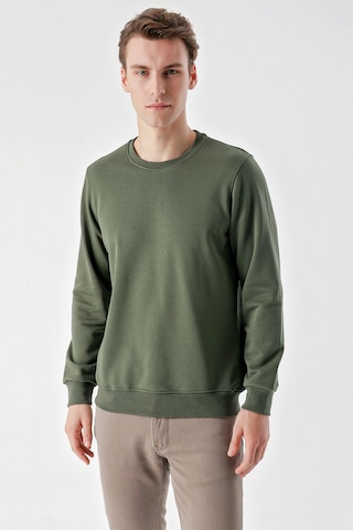 Morven Erkek Yeşil Basic Bisiklet Yaka Sweat-shirt Yeşil