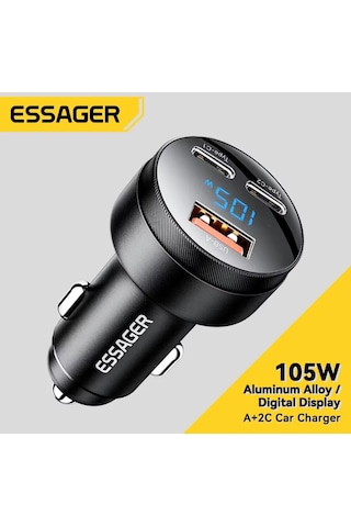 105w Araç Şarjı Type-c+usb Üç Giriş Hızlı Pd Ce Lisanslı Dijital