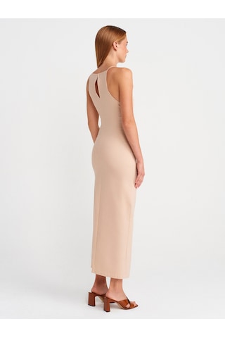Dilvin 91502 Halter Yaka Midi Elbise-bej Bej