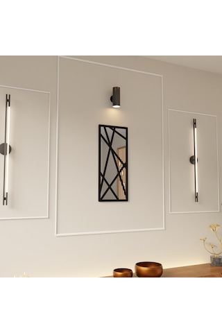 Dekoratif Modern Geometrik Pleksi Ayna Siyah