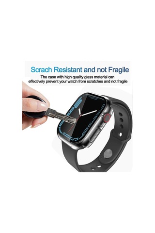 Apple Watch Series 7 41mm İle Uyumlu, Temperli Cam Ekran Koruyuculu, Tamamen Koruyucu Sert Pc Kabuklu 2'li Kılıf - Şeffaf