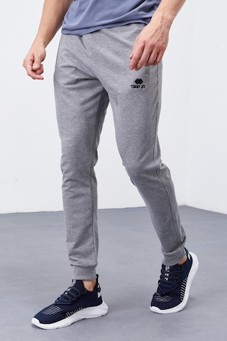 Tommy Life Gri Melanj Fermuar Cepli Dar Kalıp Jogger Erkek Eşofman Alt - 84343 GB MELANJ