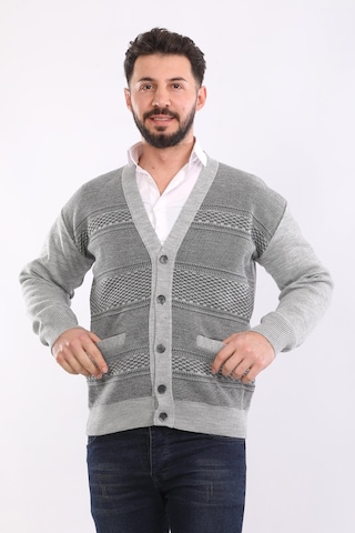 Kzctekstil Erkek Baba Triko Örgü Çift Cepli Akrilik Klasik Fit Düğmeli Hırka Açık Gri Kzctekstil Erkek Baba Triko Örgü Çift Cepli Akrilik Klasik Fit Düğmeli Hırka Açık Gri