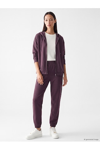 Lcw Everyday Mürdüm Soft Touch Oversize Kadın Fermuarlı Sweatshirt