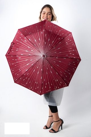 Newdaki Damla Desenli Fiberglass Güçlü Mekanizma Tam Otomatik Kadın Şemsiye Bordo