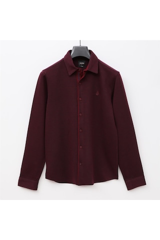 Erkek Şardonsuz Uzun Kol İnce Gömlek - Djg-1002 - Bordo Bordo