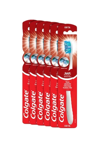 Colgate 360 Visible White Beyazlatıcı Orta Diş Fırçası X6