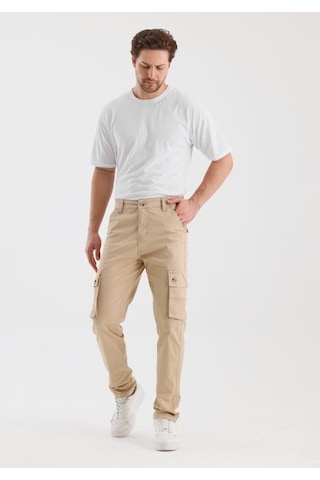Deepsea Erkek Bej Regular Kesim Likralı Kargo Cepli Spor Pantolon 2505245 Bej