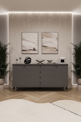 Asra Trend Lüks Konsol Tv Ünitesi %100 Mdf Salon Ve Yemek Odası Ünitesi Knsl04 Koyu Gri