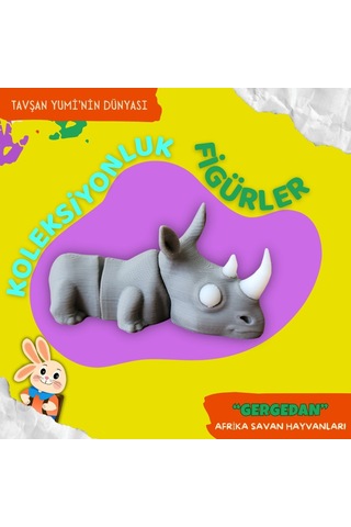 Tavşan Yumi Afrika Savan Hayvanları Koleksiyonu - 4 Parça 5-7 Cm Hareketli Oyuncaklar Ve Bilgilendirici Kartlat "