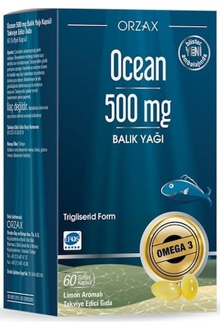 Ocean 500 MG Balık Yağı 60 Kapsül
