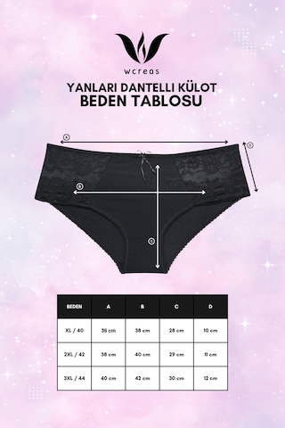 Wcreas Yanları Dantelli Pamuklu Kadın Bato Külot, 5'li Paket Pamuklu Yumuşak Kumaş Dantelli Külot Vizon