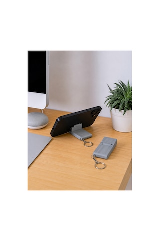 Tarzını Seç 3 Ü 1 Arada Mini Telefon Tutucu Anahtarlık Charm 2'li Set Gri 3,5 7 1 Cm