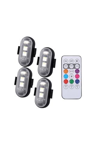 Evrensel Led Uyarı Işığı Çok Renkli Strobe Işığı Motosiklet Güvenlik Işığı Bisiklet Yanıp Sönen Işıklar Ip65 Su Geçirmez Uzaktan Kumandalı Siyah