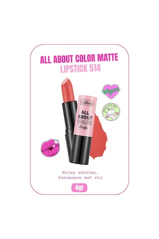 Callista All About Color Matte Lipstick Mat Görünümlü Ruj 514 Sunset Bliss - Pembe
