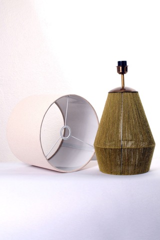 Buldan Bezi Başlıklı El Yapımı Yeşil Jüt Abajur Yeşil