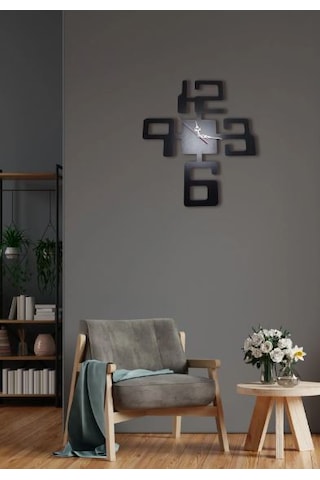 Ahşap Duvar Dekoratif Duvar Saati Siyah