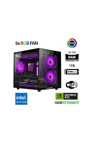 Xaser Cube X210 i5-14400F 32 GB 1 TB M.2 Nvme SSD 16 GB RTX5060Tİ Free Dos Masaüstü Oyuncu Bilgisayarı