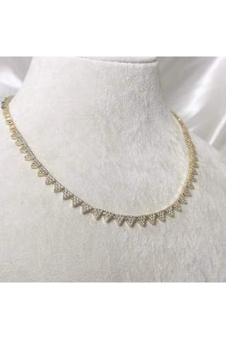 Vıp Seri Zirkon Taşlı Üçgen Kolye Gold Gold