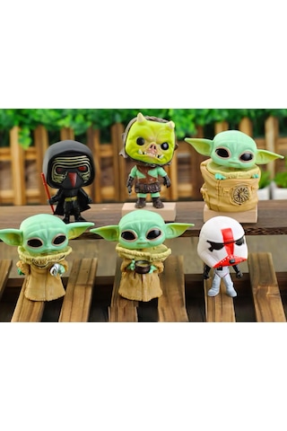 Mandalorian Grogu Baby Yoda İncinerator Stormtrooper Gamorrean Fighter Kylo Ren 6'lı Figür Oyuncak