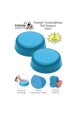 Parmak Nemlendirme Süngeri Mavi 2 Adet Renkli Masaüstü Pul Süngeri Para Sayma Süngeri Poşet Kağıt Ayırma Süngeri Büro Mavi