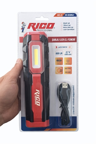 Rico Şarjlı Mıknatıslı Led Lamba Işıldak Fener Kampçı Lambası 013-rc0043 3 Renk Yanabilme