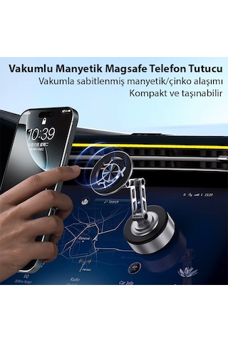 Ally X91 Manyetik Vakumlu Araç Telefon Tutucu Ayna-cam-araba Magsafe Araç Tutucu Gümüş